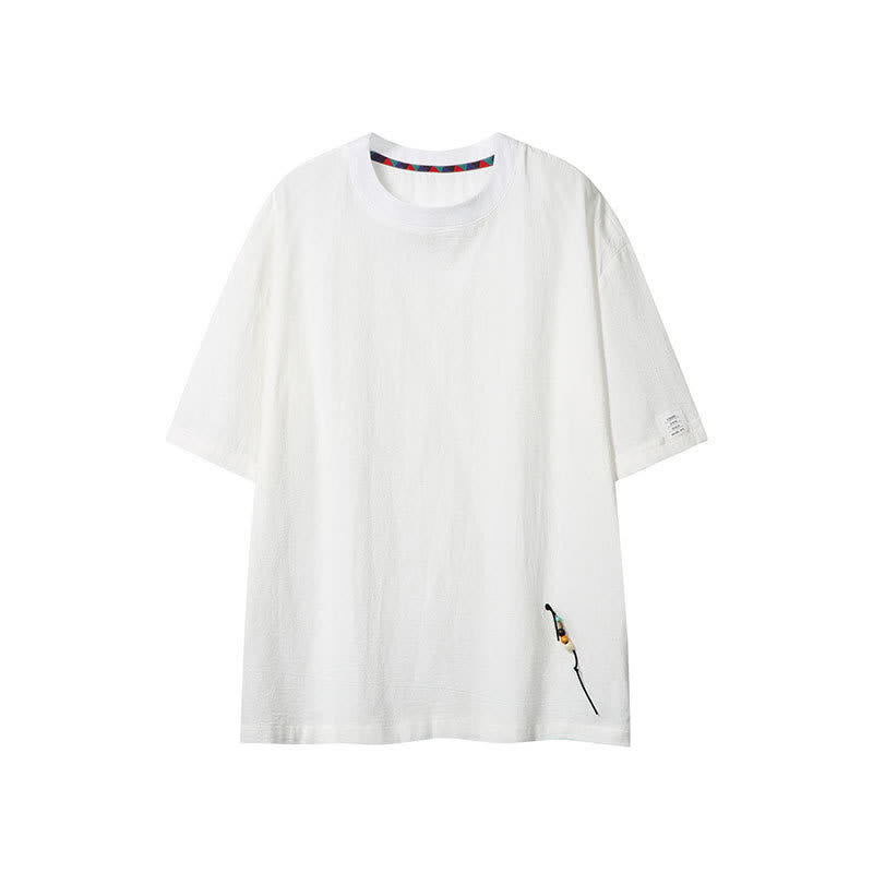 Buddha Stones 夏物カジュアルボヘミアン風ドローストリング無地メンズ半袖Tシャツ - 白 - US/UK/AU46, EU56 （5XL） - image 14