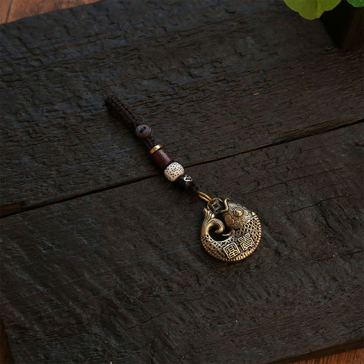 Buddha Stones 真鍮製鯉の成就をモチーフにした編み込みラウンドチャームキーホルダー - image 11