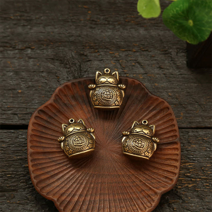 Buddha Stones 真鍮製招き猫中国コイン 富のキーホルダー - image 16