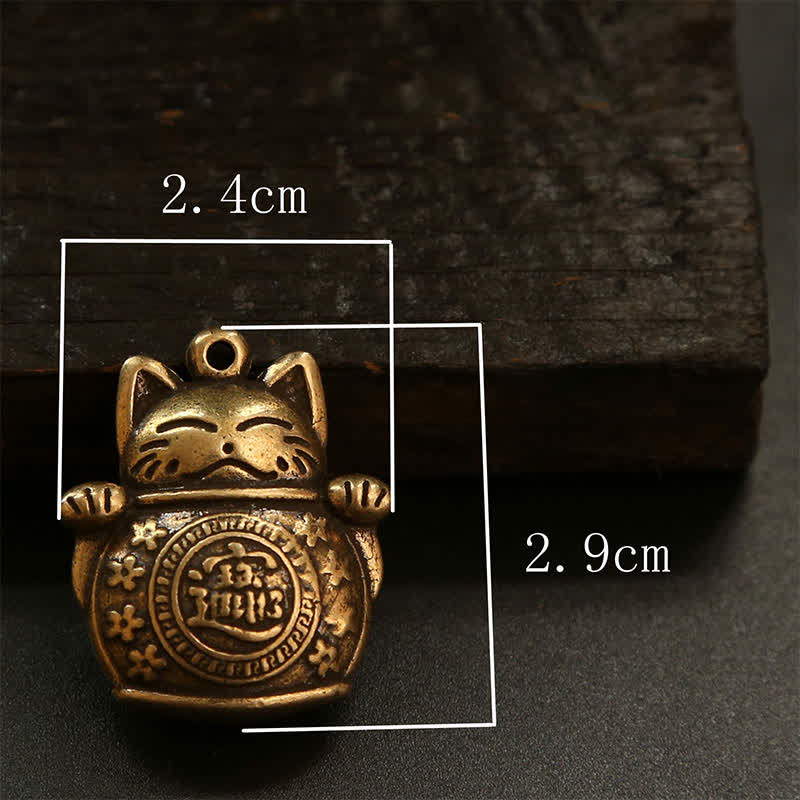 Buddha Stones 真鍮製招き猫中国コイン 富のキーホルダー - image 20