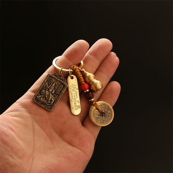 Buddha Stones 銅製の中国十二支五帝コイン入りひょうたん型キーホルダー - image 27