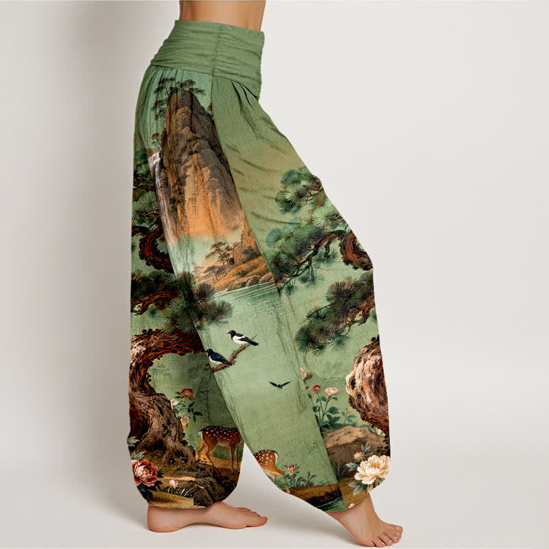 Buddha Stones コットンマウンテン パインディア柄 レディース ゴムウエスト ハーレムパンツ - image 1