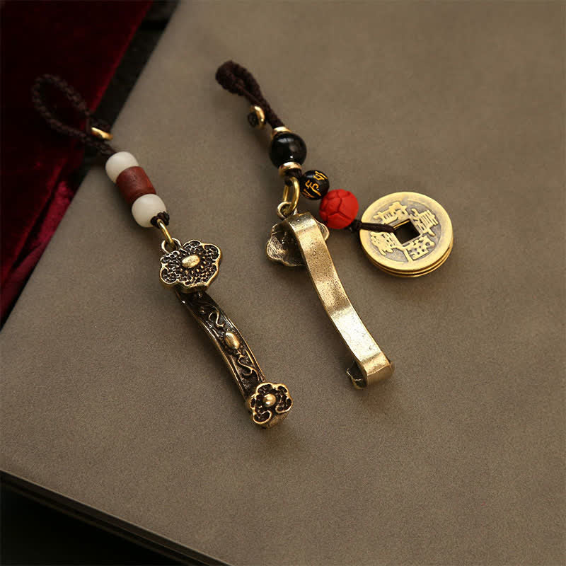 Buddha Stones 銅製の貔貅（ひきゅう）中国コイン如意蓮富キーホルダー - image 20