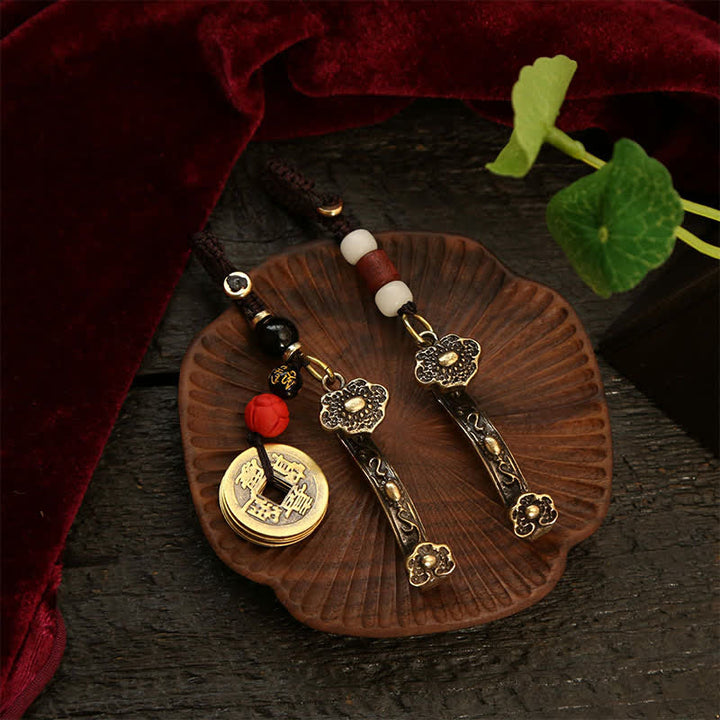 Buddha Stones 銅製の貔貅（ひきゅう）中国コイン如意蓮富キーホルダー - image 12