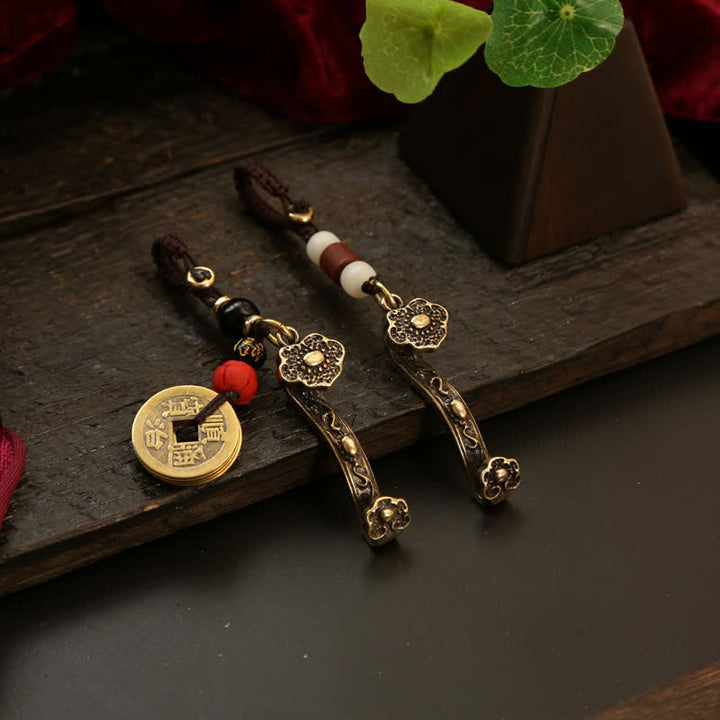 Buddha Stones 銅製の貔貅（ひきゅう）中国コイン如意蓮富キーホルダー - image 21