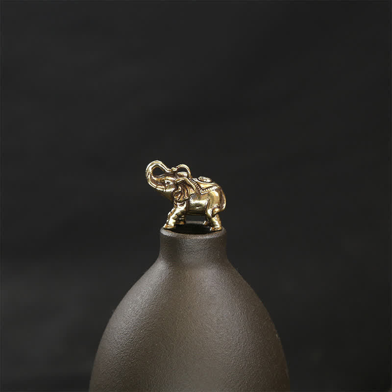 Buddha Stones 真鍮製の象、五帝銭、ひょうたん、貔貅（ひきゅう）の知恵のキーホルダー - image 15