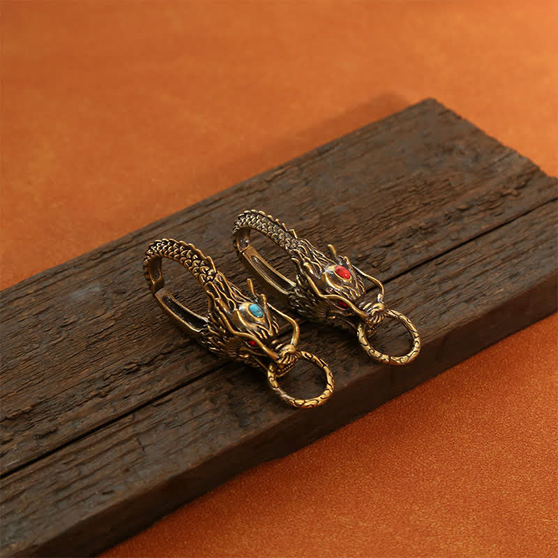 Buddha Stones 真鍮製ドラゴンの力の鍵キーホルダー - image 4