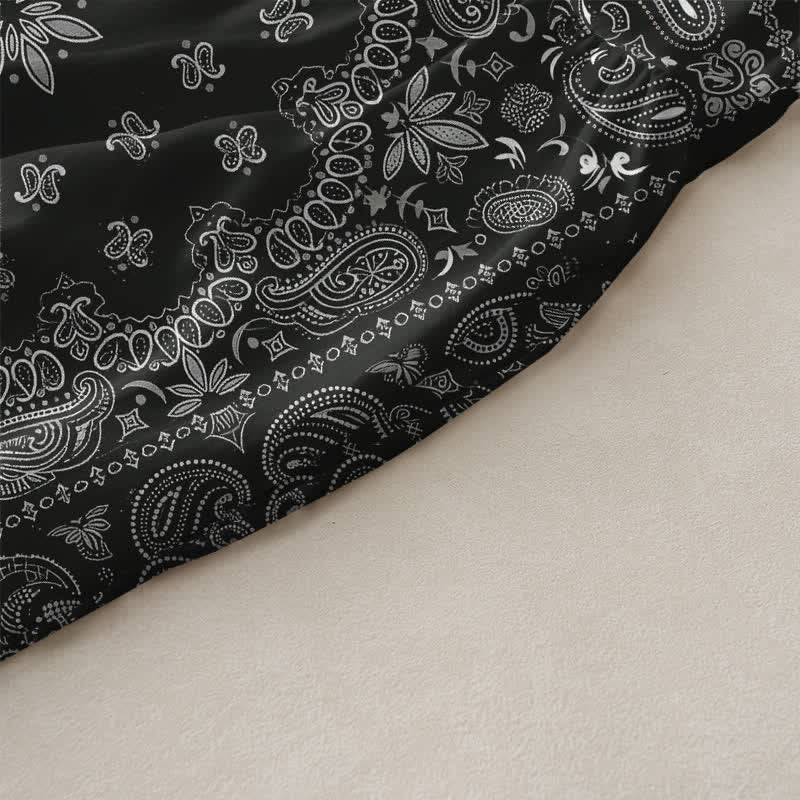 Buddha Stones 夏用カジュアルバンダナ柄ペイズリー花柄レディースサマーノースリーブミディドレス（ポケット付き） - image 2