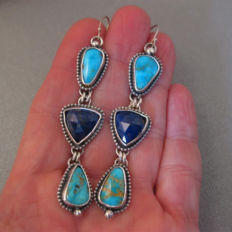 Buddha Stones ターコイズ 幾何学模様 ボヘミアン プロテクション ドロップピアス - image 6