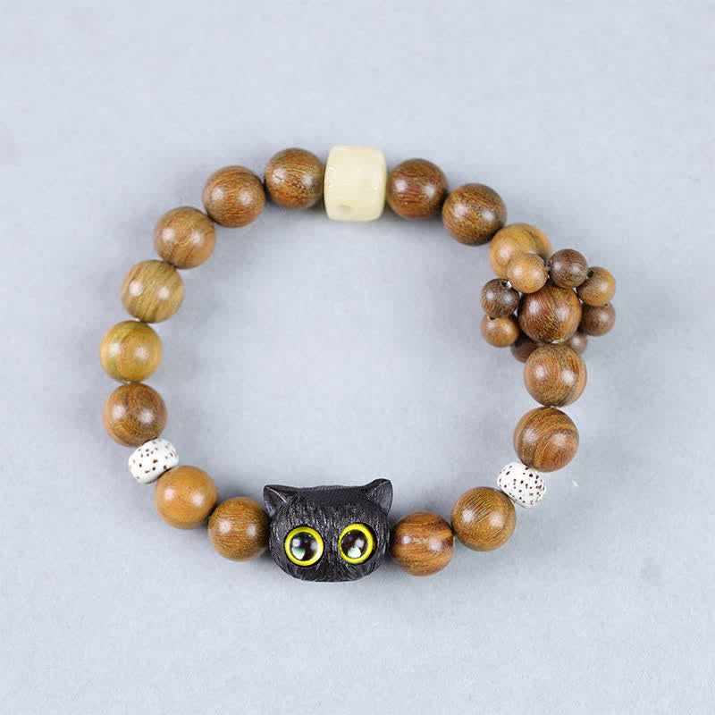 Buddha Stones 黒檀の招き猫のグラウンディングビーズブレスレット - image 1