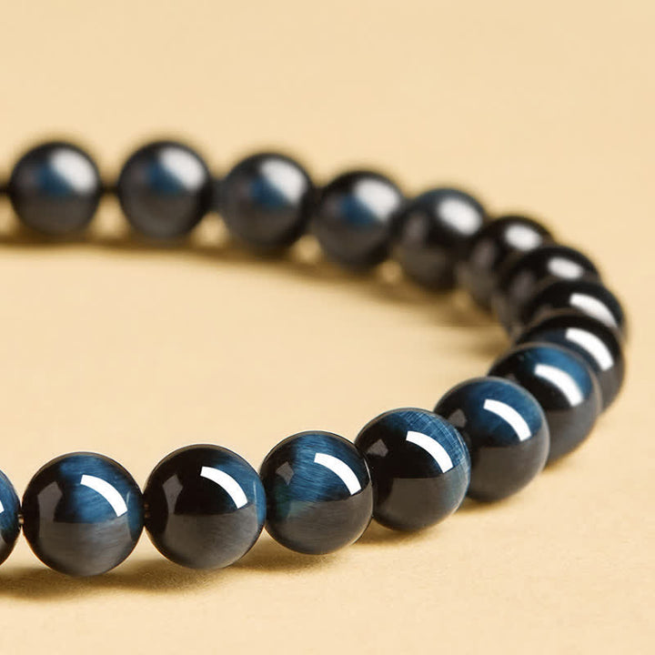Buddha Stones ブルータイガーアイと和田翡翠の丸玉を使った直感ブレスレット - image 13