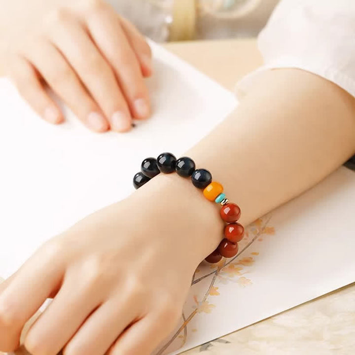 Buddha Stones ブルータイガーアイとサウスレッドアゲートのパワーラウンドビーズブレスレット - image 10