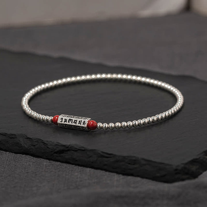 Buddha Stones 辰砂オーム・マニ・パドメ・フムウィズダム アンクレット ブレスレット - 7.1～7.5インチ（18～19cm） - image 0