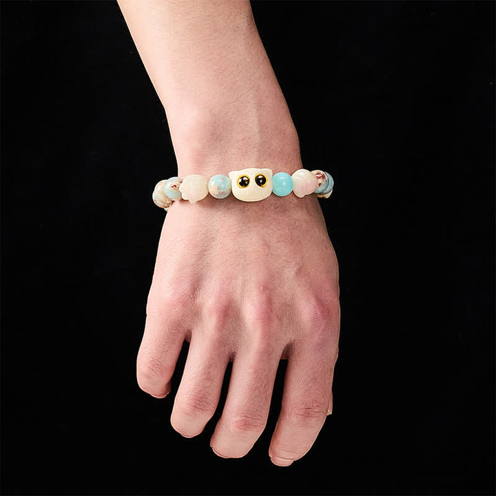 Buddha Stones 寿山石手彫り猫清浄レリーフビーズブレスレット - image 17