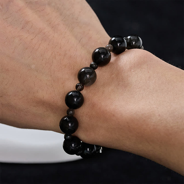 Buddha Stones 黒曜石製シングル・ダブルレイヤー・ラウンドビーズ・守護ブレスレット - image 7