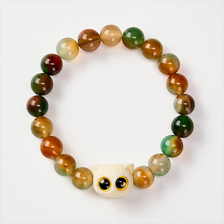 Buddha Stones 孔雀瑪瑙アイボリーフルーツキャット勇気ブレスレット - image 2