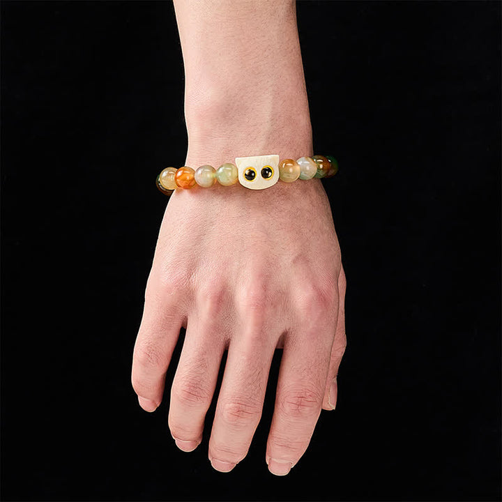 Buddha Stones 孔雀瑪瑙アイボリーフルーツキャット勇気ブレスレット - image 4