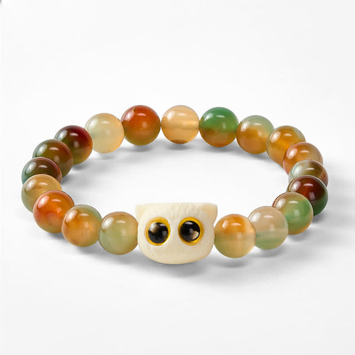 Buddha Stones 孔雀瑪瑙アイボリーフルーツキャット勇気ブレスレット - image 6