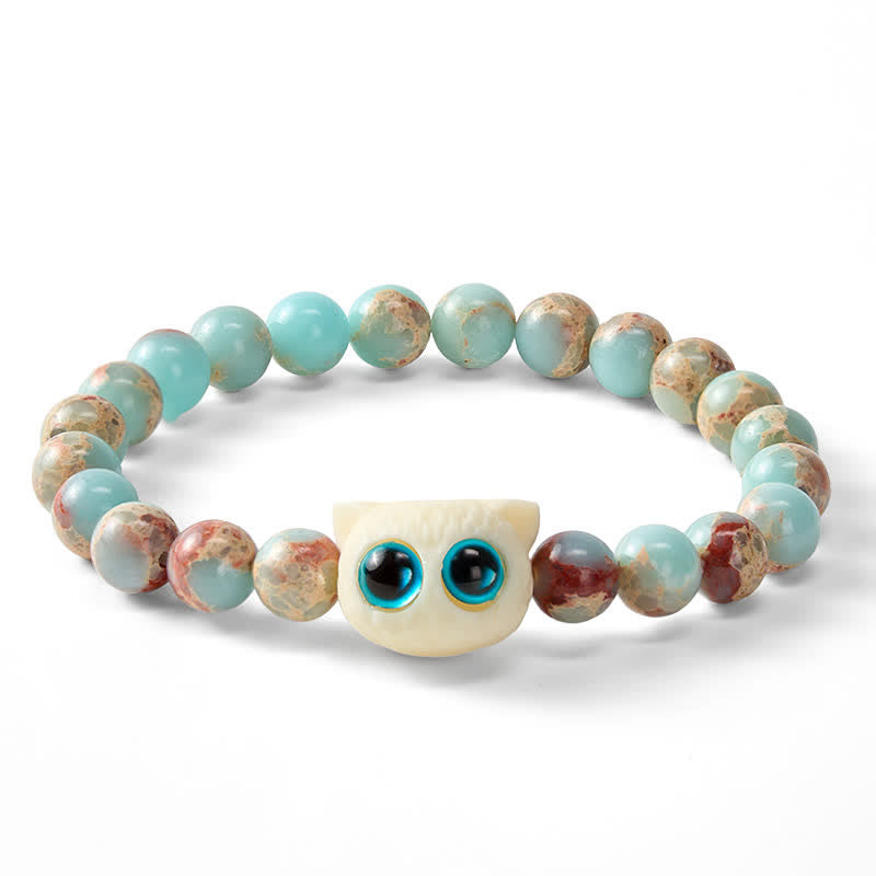 Buddha Stones 寿山石象牙フルーツ猫豊かさブレスレット - image 6
