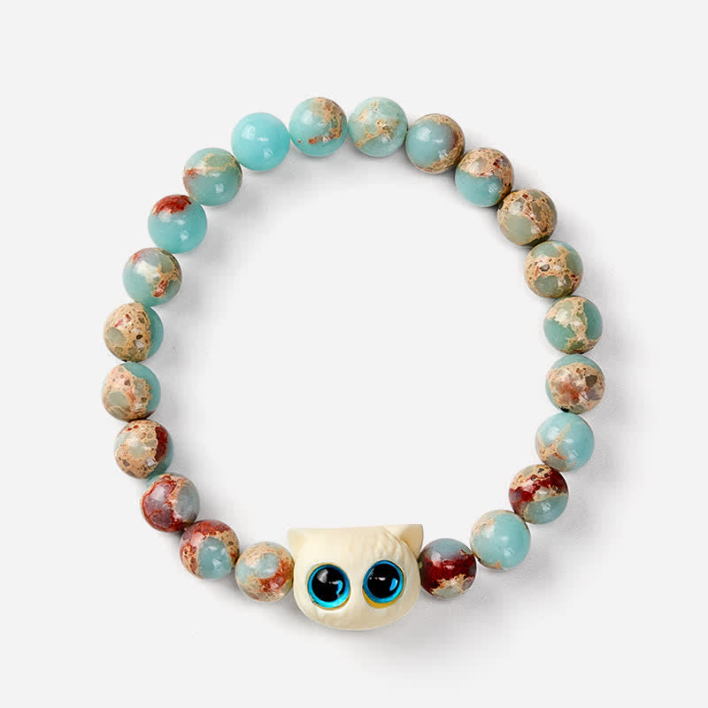 Buddha Stones 寿山石象牙フルーツ猫豊かさブレスレット - image 2