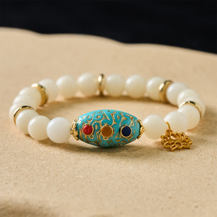 Buddha Stones 菩提樹の種とターコイズを使った蓮の悟りのブレスレット - image 3