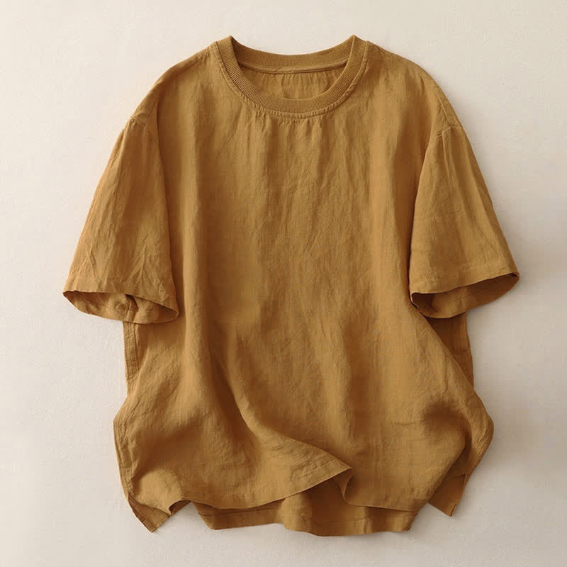 Buddha Stonesプレーンステッチクルーネックデザインレディースポリエステル半袖シャツ - ゴールデンロッド - US14、 UK/AU18、 EU46 (2XL) - image 12