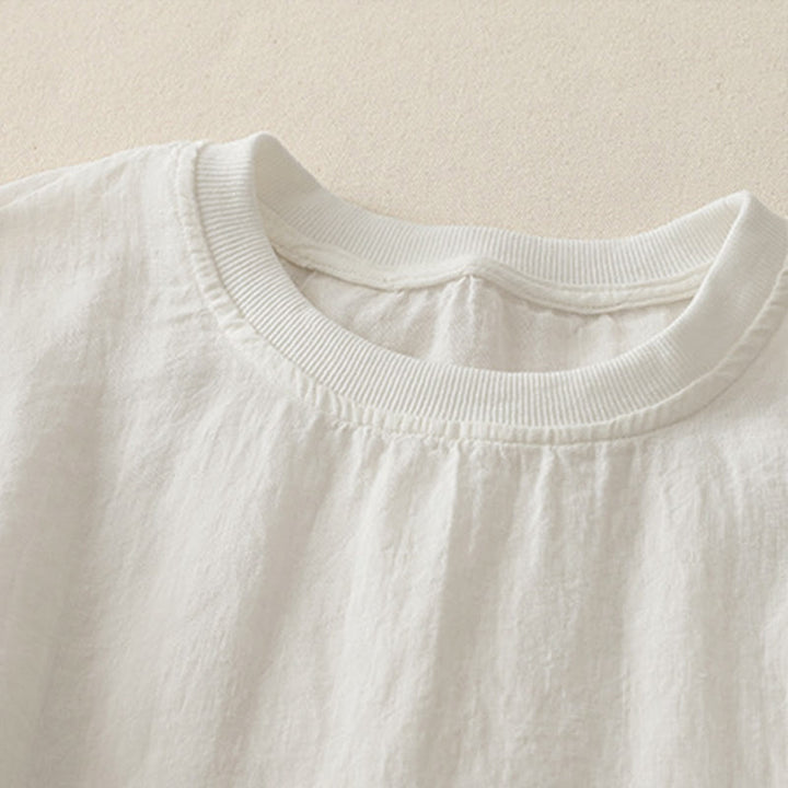 Buddha Stonesプレーンステッチクルーネックデザインレディースポリエステル半袖シャツ - image 5