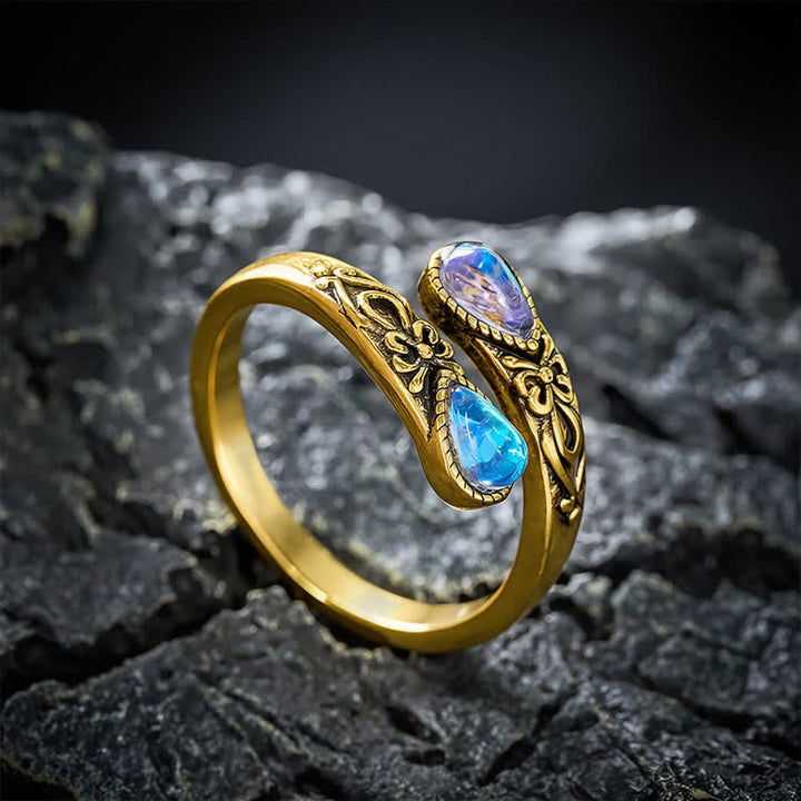 Buddha Stones 銅製リュウリ・バタフライ・フリーダム・オープンリング - ゴールデン - image 8