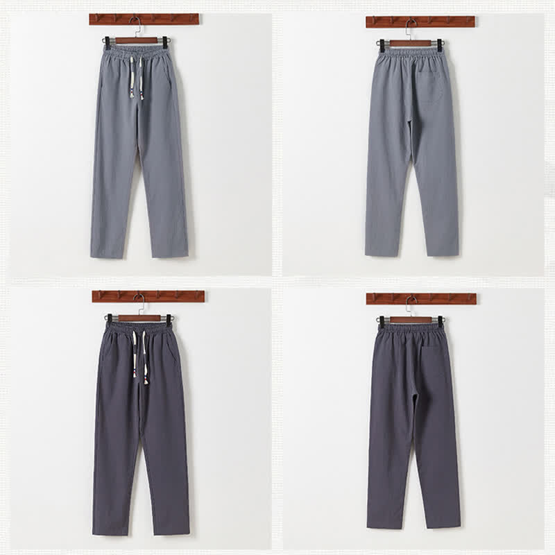 Buddha Stones 夏用唐風カジュアルカエルボタン竹柄コットンリネン半袖シャツパンツメンズ瞑想服（ポケット付き）2点セット - image 22