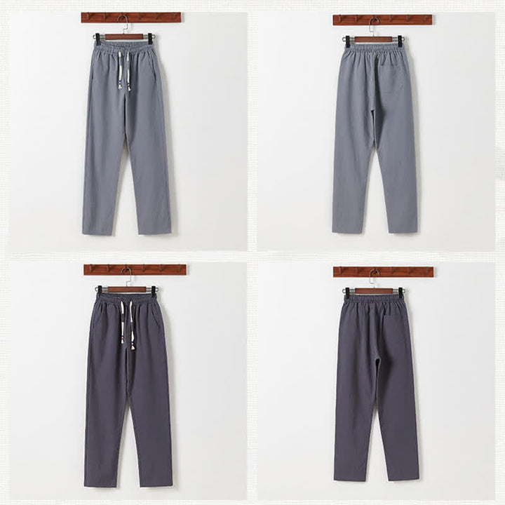 Buddha Stones 夏用唐風カジュアルカエルボタン竹柄コットンリネン半袖シャツパンツメンズ瞑想服（ポケット付き）2点セット - image 22