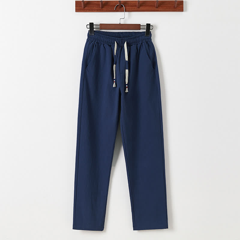 Buddha Stones 夏用唐風カジュアルカエルボタン竹柄コットンリネン半袖シャツパンツメンズ瞑想服（ポケット付き）2点セット - image 4