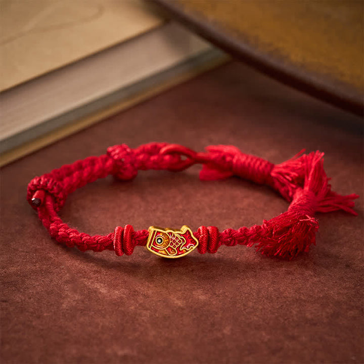 Buddha Stones 縁起の良い赤紐の鯉の成就ブレスレット - 赤紐 - image 13