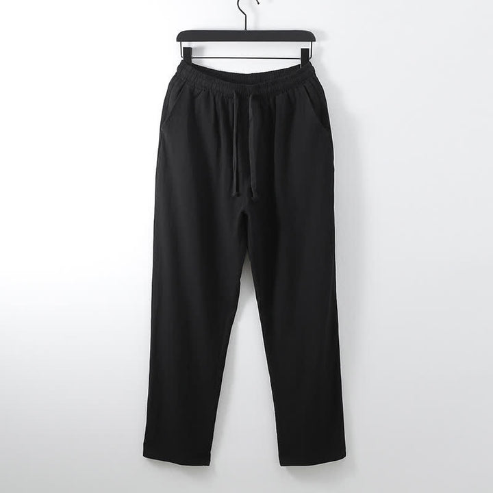 Buddha Stonesクロスカラーコットンリネン唐装漢服上下セットメンズ - image 8