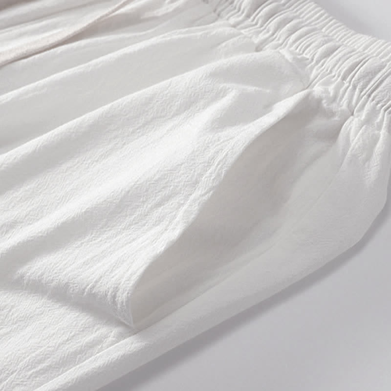 Buddha Stonesクロスカラーコットンリネン唐装漢服上下セットメンズ - image 19