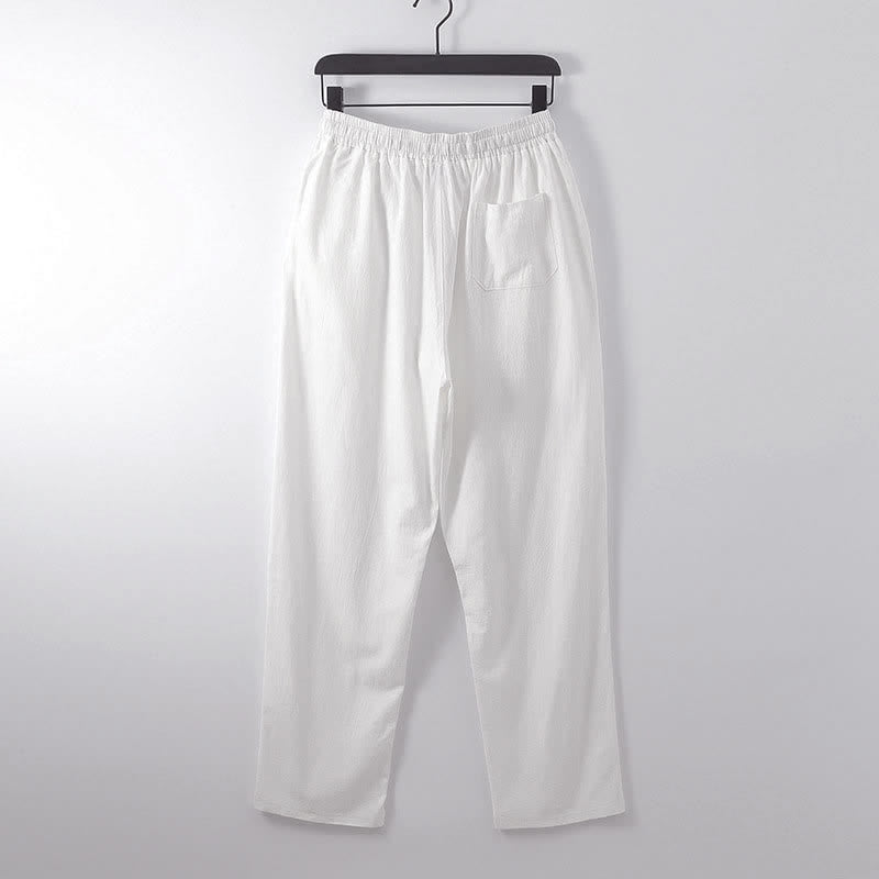 Buddha Stonesクロスカラーコットンリネン唐装漢服上下セットメンズ - image 16