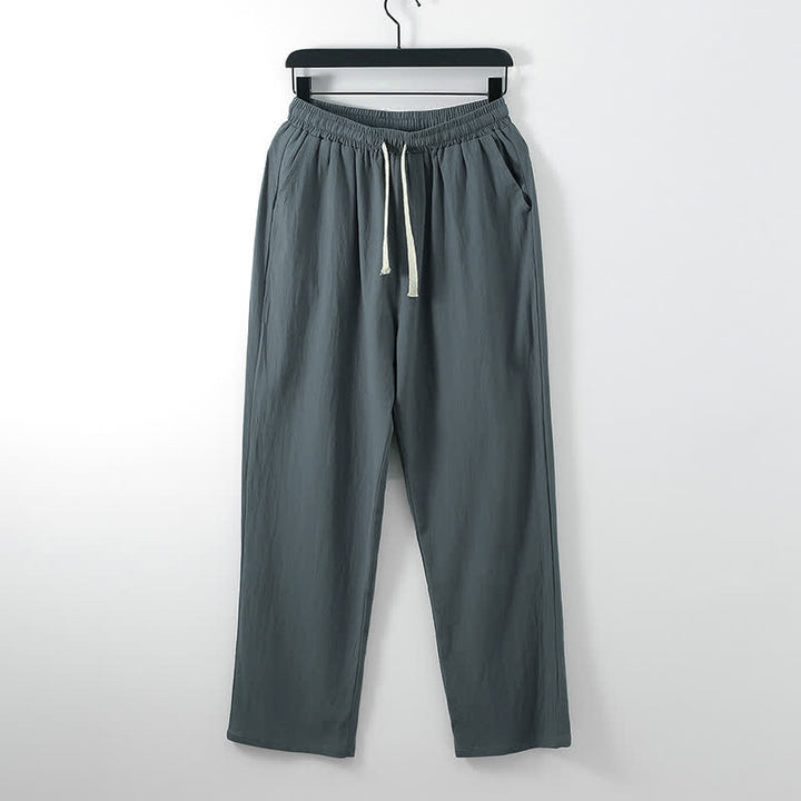 Buddha Stonesクロスカラーコットンリネン唐装漢服上下セットメンズ - image 2