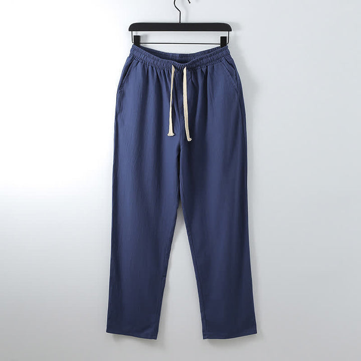 Buddha Stonesクロスカラーコットンリネン唐装漢服上下セットメンズ - image 25
