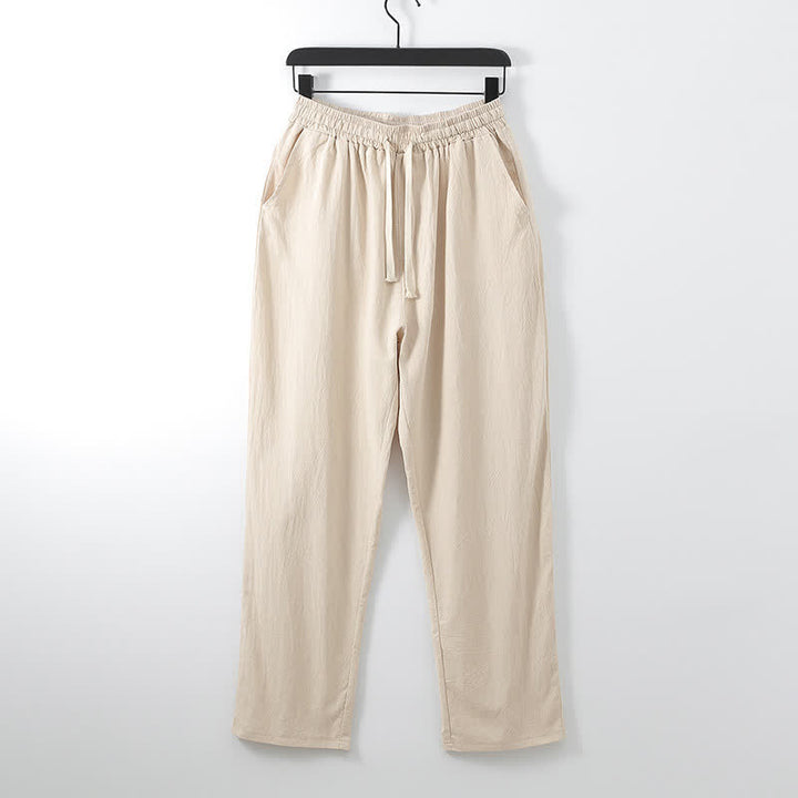 Buddha Stonesクロスカラーコットンリネン唐装漢服上下セットメンズ - image 12