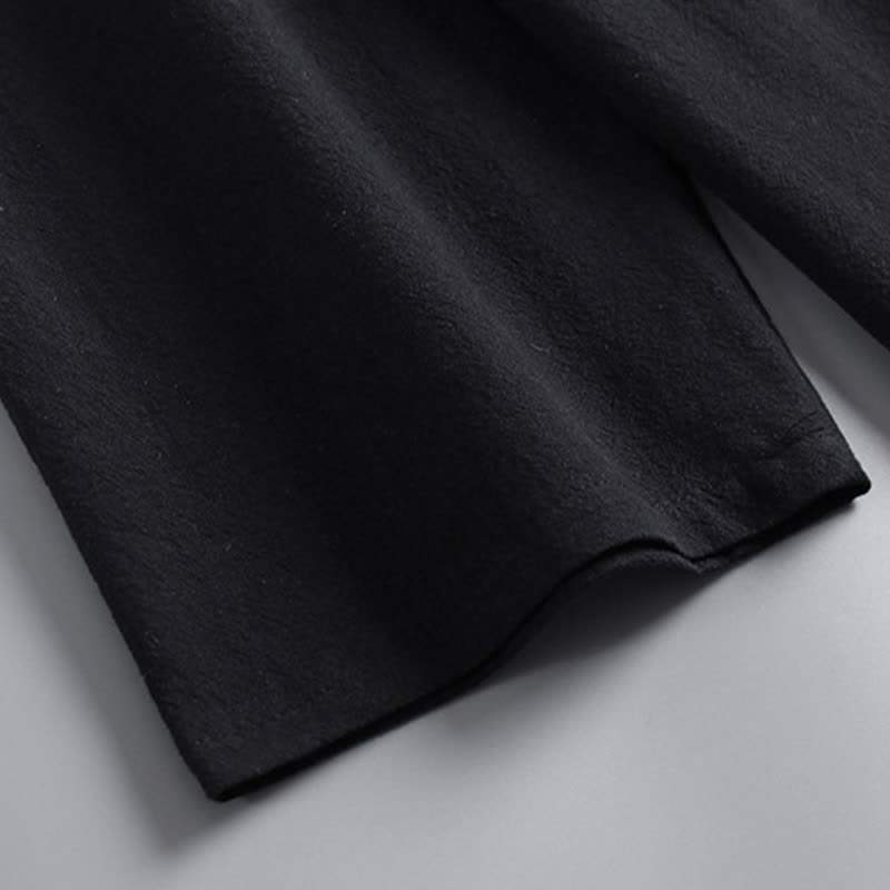 Buddha Stonesクロスカラーコットンリネン唐装漢服上下セットメンズ - image 9