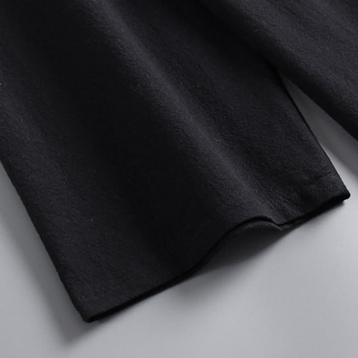 Buddha Stonesクロスカラーコットンリネン唐装漢服上下セットメンズ - image 9