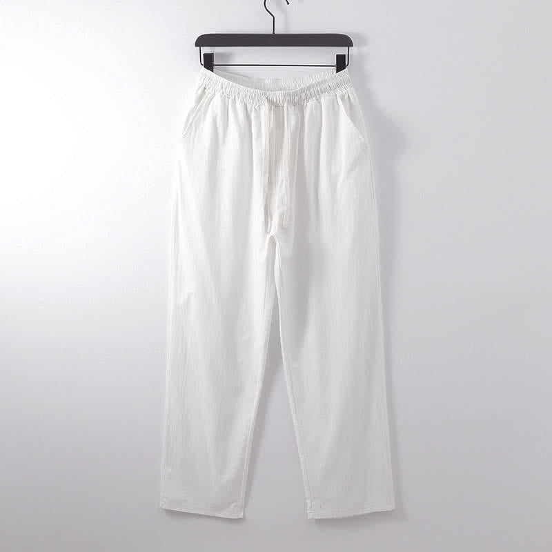 Buddha Stonesクロスカラーコットンリネン唐装漢服上下セットメンズ - image 15