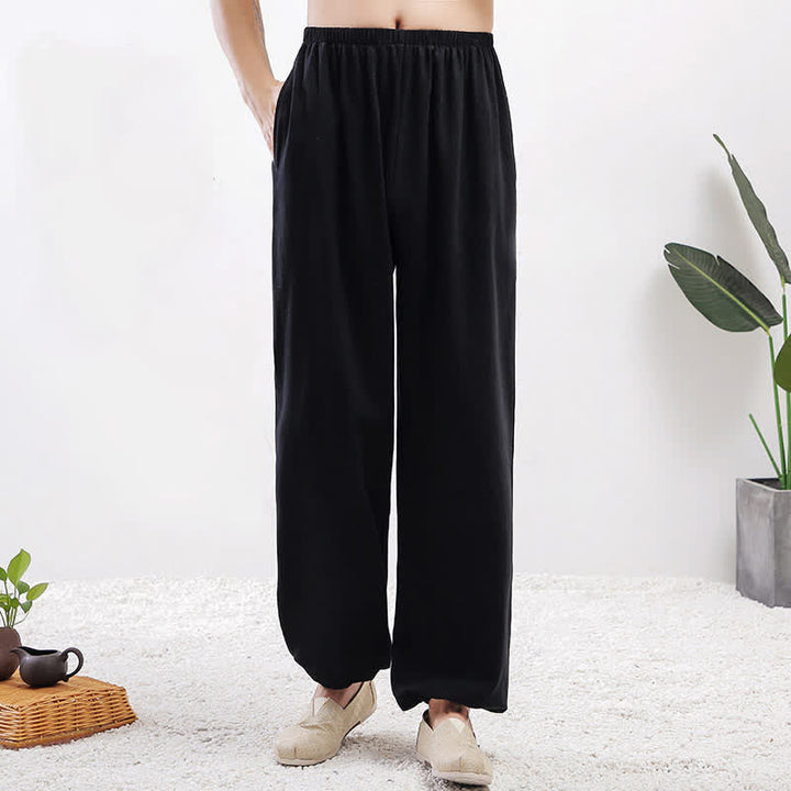 Buddha Stones夏用 無地 ユニセックス ゴムウエスト 太極拳・気功練習用パンツ ポケット付き - 黒人女性 - US8-10，UK/AU12-14，EU40-42 (2XL) - image 11