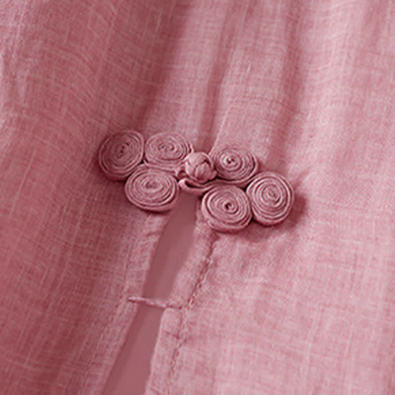 Buddha Stones刺繍入り葉っぱ柄クルーネック半袖ファイバーミディド​​レス - image 19