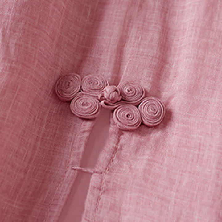Buddha Stones刺繍入り葉っぱ柄クルーネック半袖ファイバーミディド​​レス - image 19