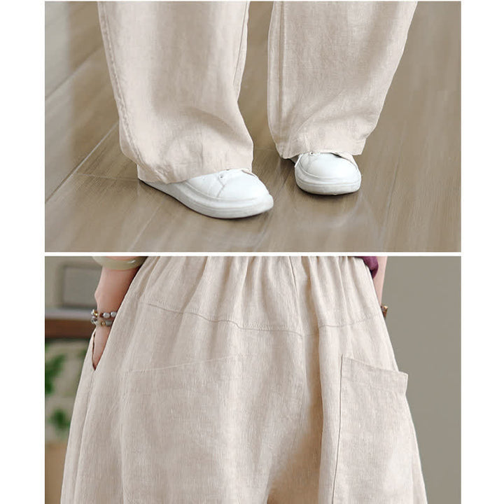 Buddha Stonesカジュアル 無地 コットン レディース ワイドレッグパンツ ポケット付き - image 16