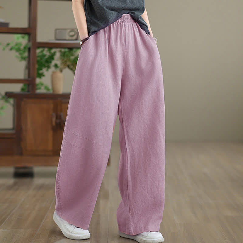 Buddha Stonesカジュアル 無地 コットン レディース ワイドレッグパンツ ポケット付き - image 9