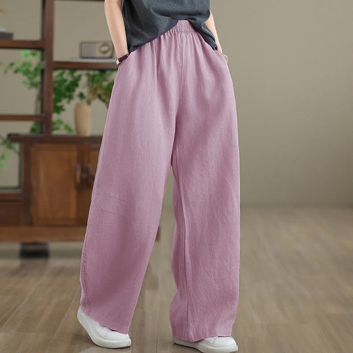 Buddha Stonesカジュアル 無地 コットン レディース ワイドレッグパンツ ポケット付き - image 9