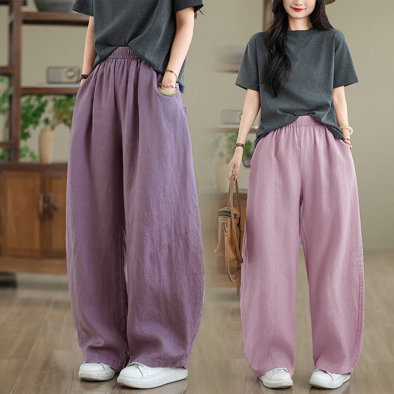 Buddha Stonesカジュアル 無地 コットン レディース ワイドレッグパンツ ポケット付き - image 30