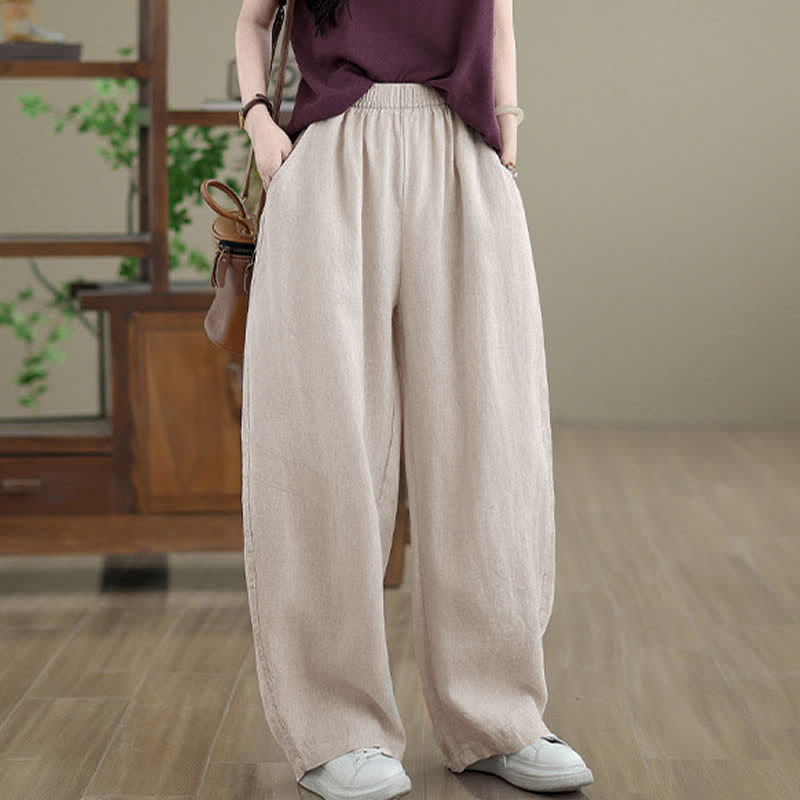 Buddha Stonesカジュアル 無地 コットン レディース ワイドレッグパンツ ポケット付き - image 13