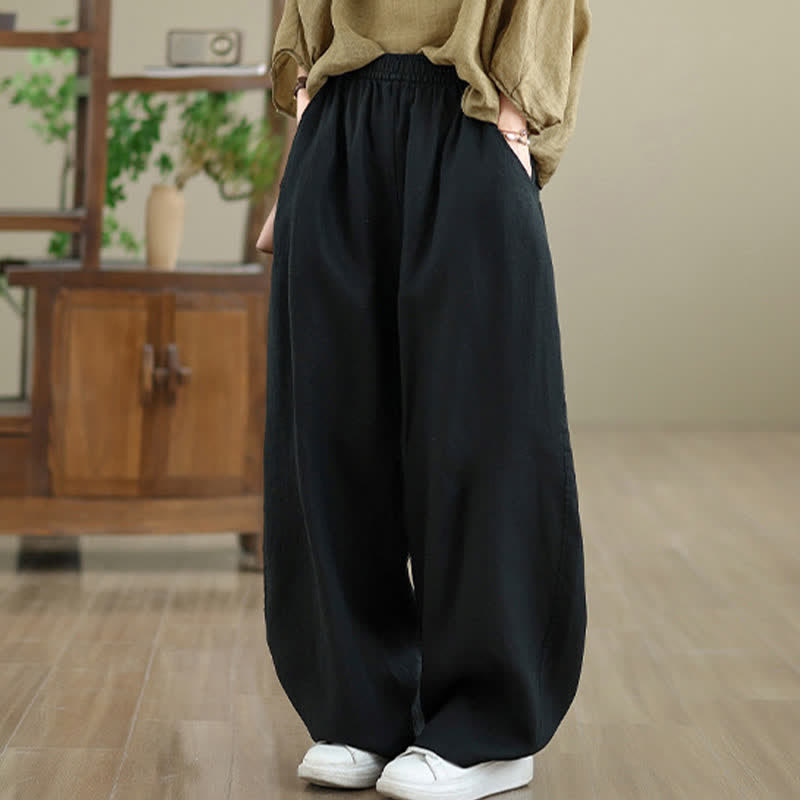 Buddha Stonesカジュアル 無地 コットン レディース ワイドレッグパンツ ポケット付き - image 25